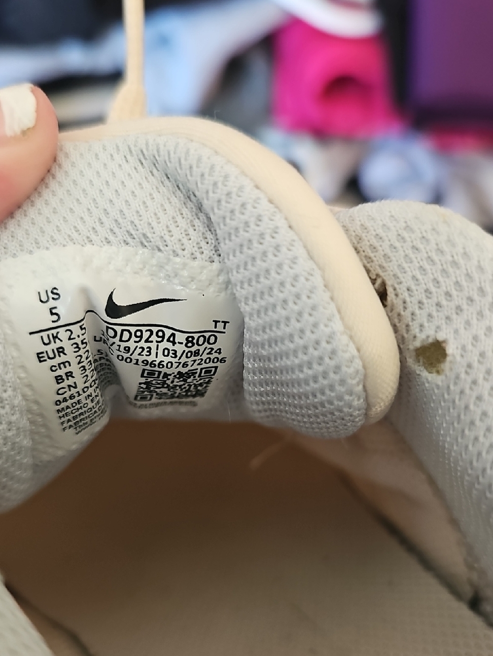 Nike Women's Athletic Shoes - Beige with Purple Swoosh - Picture 4 of 5